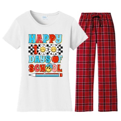 Happy 100 Days Of School Teacher Student Gift Women's Flannel Pajama Set