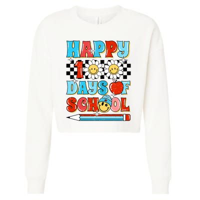 Happy 100 Days Of School Teacher Student Gift Cropped Pullover Crew