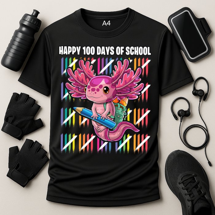 Happy 100 Days Of School Axolotl Kindergarten Costume Cooling Performance Crew T-Shirt