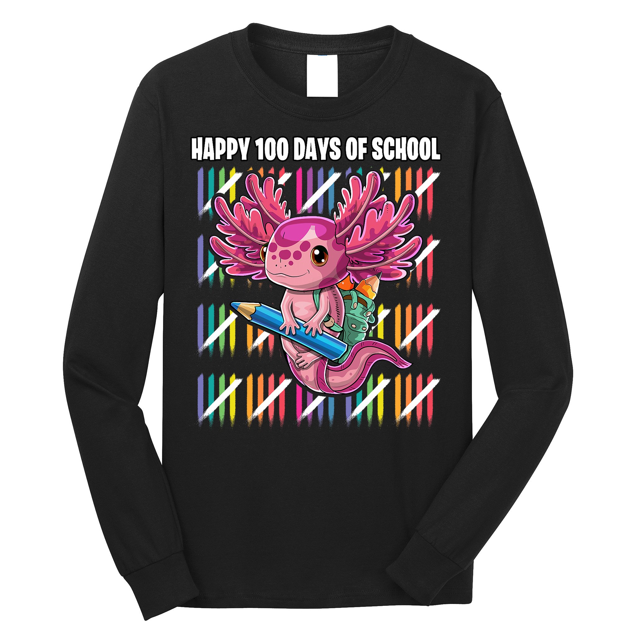 Happy 100 Days Of School Axolotl Kindergarten Costume Long Sleeve Shirt