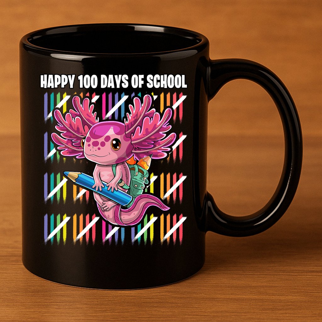 Happy 100 Days Of School Axolotl Kindergarten Costume 11oz C Handle Ceramic Mug