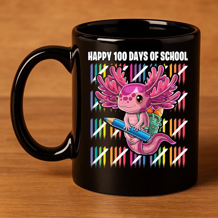 Happy 100 Days Of School Axolotl Kindergarten Costume 11oz C Handle Ceramic Mug