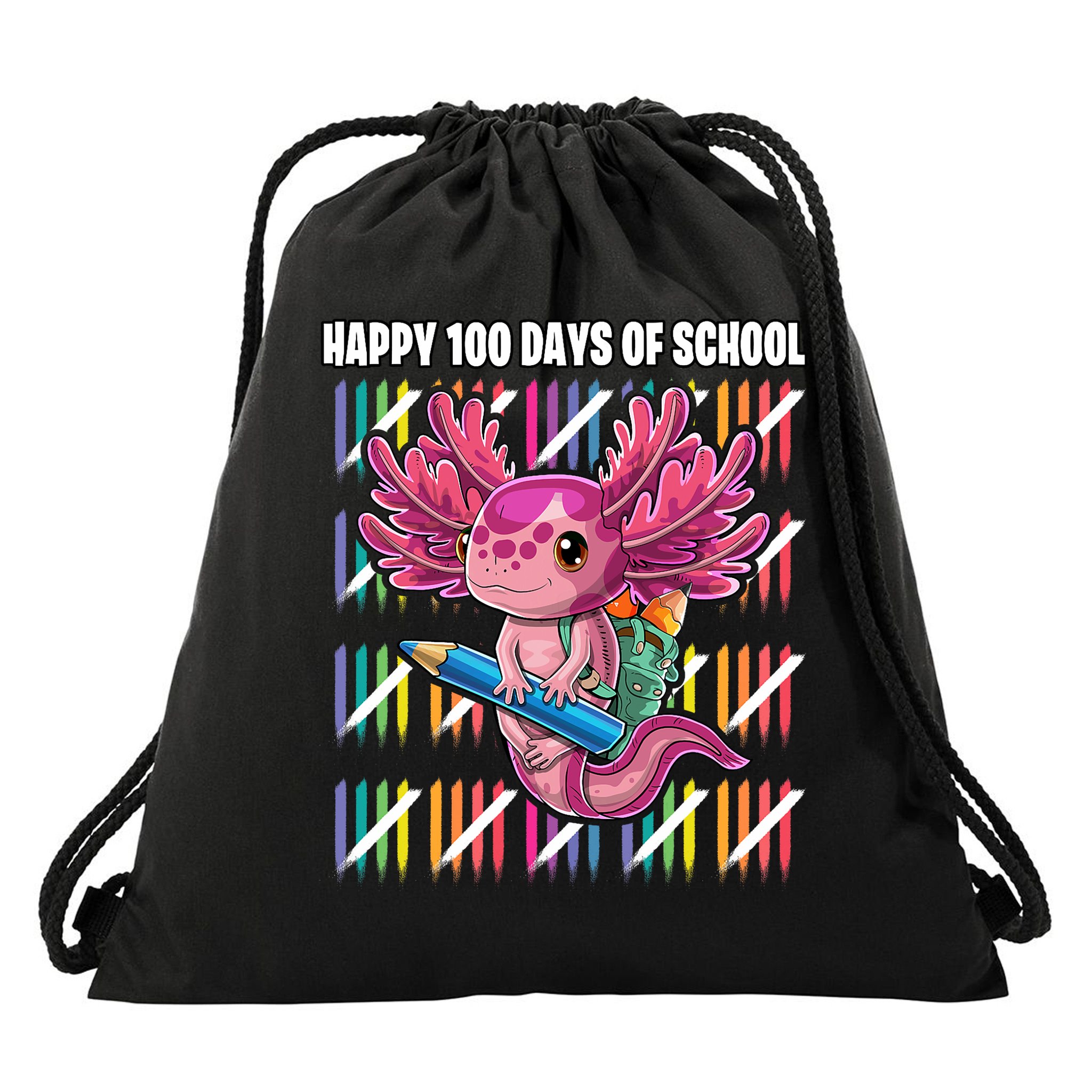 Happy 100 Days Of School Axolotl Kindergarten Costume Drawstring Bag