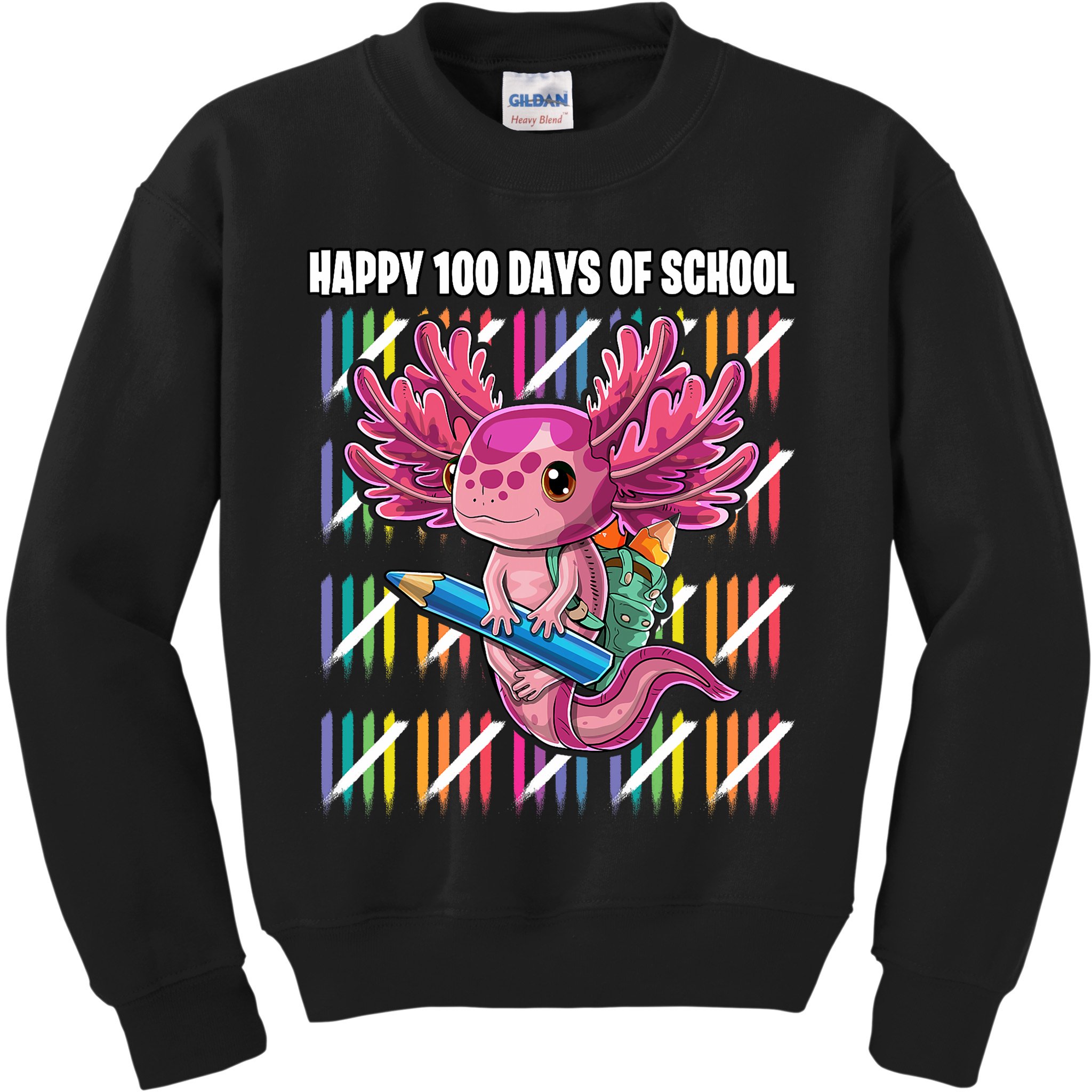 Happy 100 Days Of School Axolotl Kindergarten Costume Kids Sweatshirt