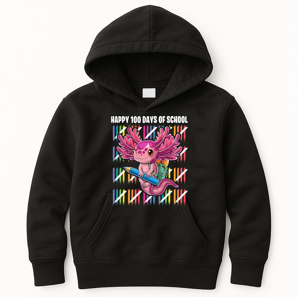Happy 100 Days Of School Axolotl Kindergarten Costume Kids Hoodie