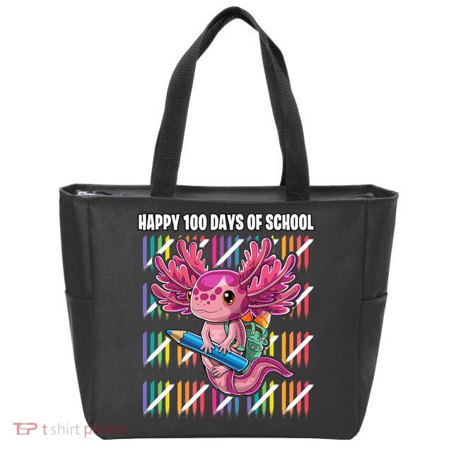 Happy 100 Days Of School Axolotl Kindergarten Costume Zip Tote Bag