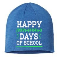 Happy 100 Days Of School Funny Eletary Math Teacher Great Gift Sustainable Beanie