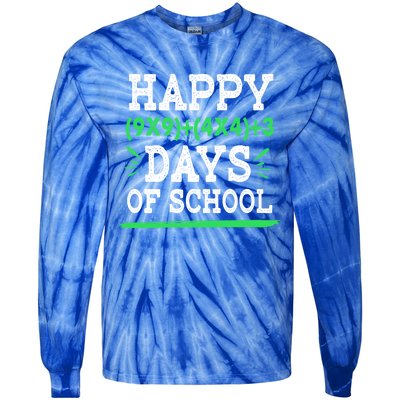 Happy 100 Days Of School Funny Eletary Math Teacher Great Gift Tie-Dye Long Sleeve Shirt