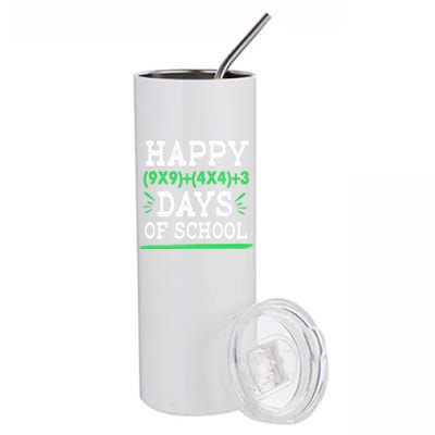 Happy 100 Days Of School Funny Eletary Math Teacher Great Gift Stainless Steel Tumbler