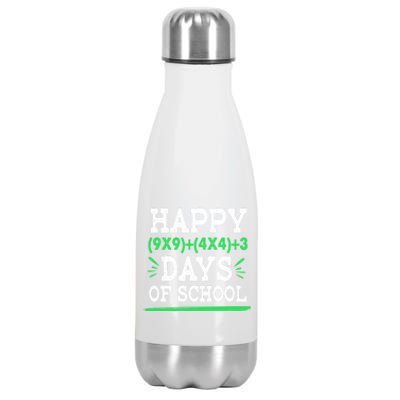 Happy 100 Days Of School Funny Eletary Math Teacher Great Gift Stainless Steel Insulated Water Bottle