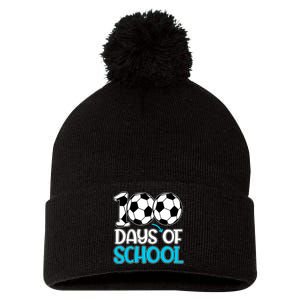 Happy 100 Days Of School 100th Day Soccer Teacher Boy Pom Pom 12in Knit Beanie