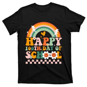 Happy 100 Days of School Teacher Groovy 100th day T-Shirt