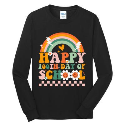 Happy 100 Days of School Teacher Groovy 100th day Tall Long Sleeve T-Shirt