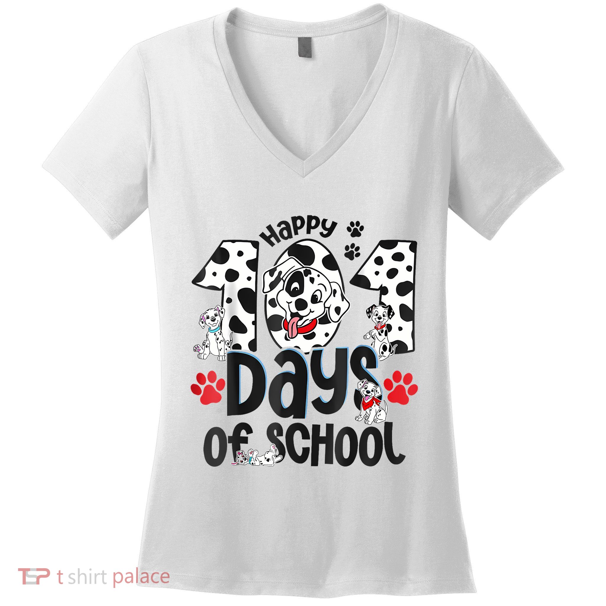 Happy 101 Days Of School Dog Women's V-Neck T-Shirt