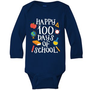 Happy 100 Days Of School Math Algebra Geek Gift Baby Long Sleeve Bodysuit