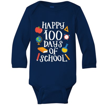 Happy 100 Days Of School Math Algebra Geek Gift Baby Long Sleeve Bodysuit