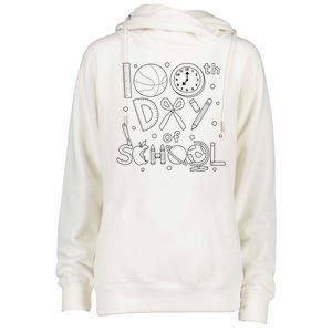 Happy 100th Days Of School Education Womens Funnel Neck Pullover Hood