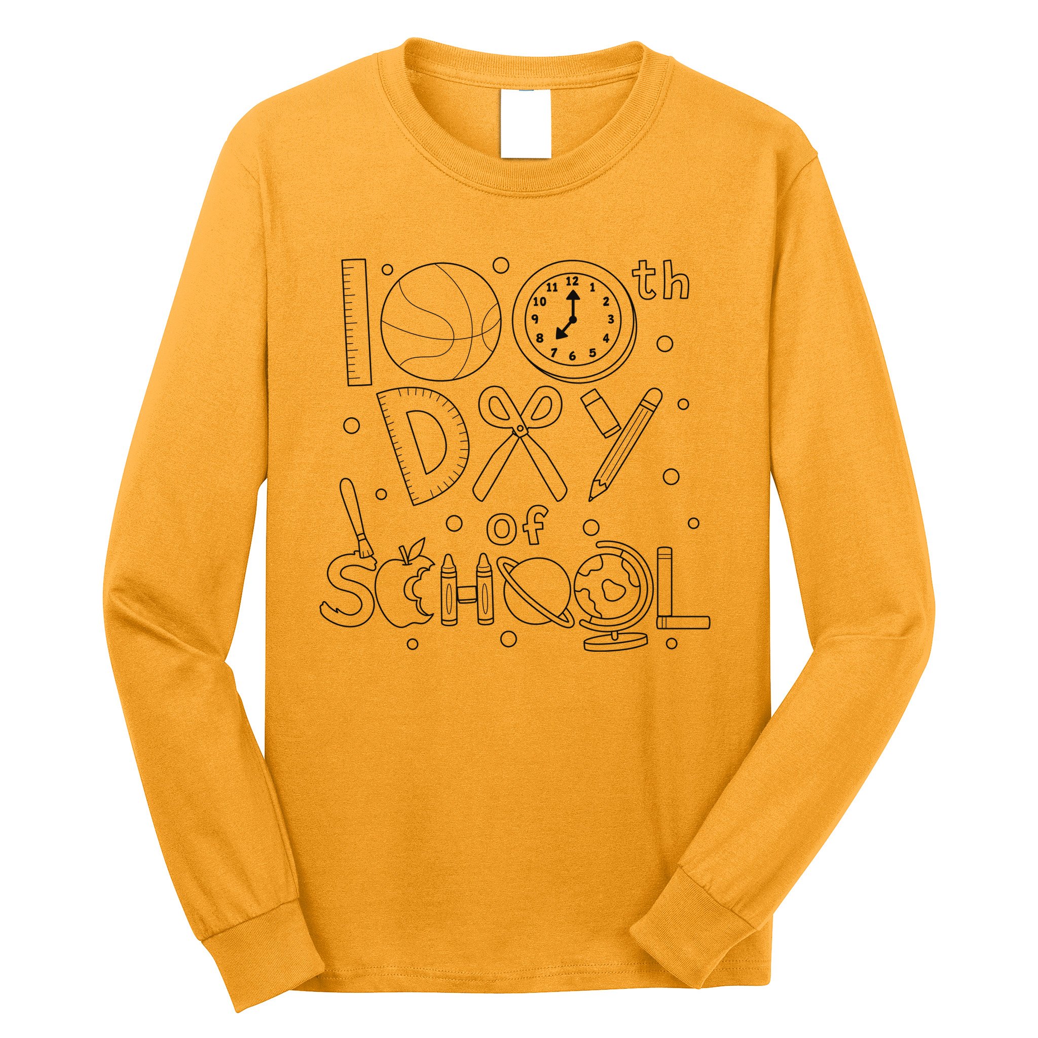 Happy 100th Days Of School Education Long Sleeve Shirt
