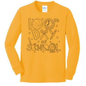 Happy 100th Days Of School Education Kids Long Sleeve Shirt