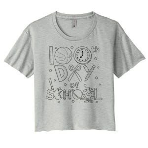 Happy 100th Days Of School Education Women's Crop Top Tee