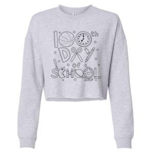 Happy 100th Days Of School Education Cropped Pullover Crew