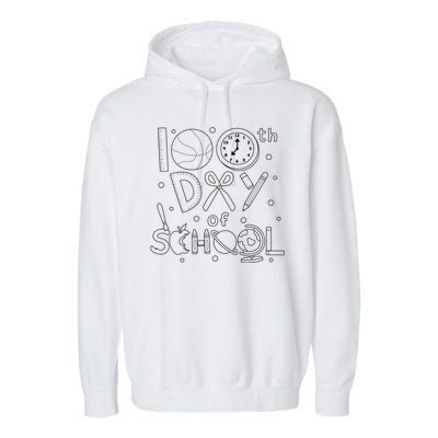 Happy 100th Days Of School Education Garment-Dyed Fleece Hoodie