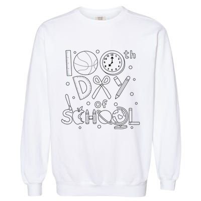 Happy 100th Days Of School Education Garment-Dyed Sweatshirt