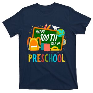 Happy 100th Day Of Preschool 100 Days Of School Colourful T-Shirt