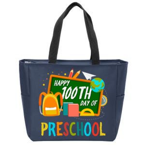 Happy 100th Day Of Preschool 100 Days Of School Colourful Zip Tote Bag