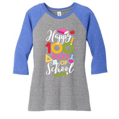 Happy 100 Days Of School Math Equation Geek Gift Women's Tri-Blend 3/4-Sleeve Raglan Shirt