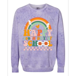 Happy 100th Day of School for Teacher groovy Colorblast Crewneck Sweatshirt