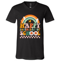 Happy 100th Day of School for Teacher groovy V-Neck T-Shirt