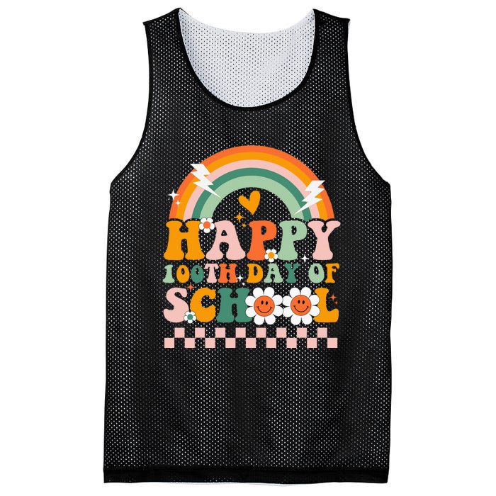 Happy 100th Day of School for Teacher groovy Mesh Reversible Basketball Jersey Tank