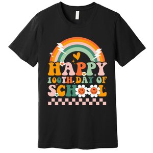 Happy 100th Day of School for Teacher groovy Premium T-Shirt