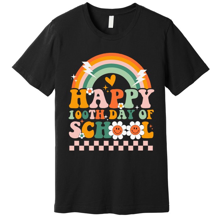 Happy 100th Day of School for Teacher groovy Premium T-Shirt