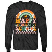 Happy 100th Day of School for Teacher groovy Tie-Dye Long Sleeve Shirt