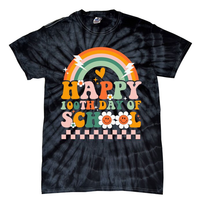 Happy 100th Day of School for Teacher groovy Tie-Dye T-Shirt