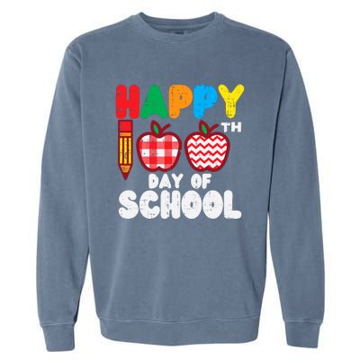 Happy 100th Day School Apples 100 Days Student Teacher Gift Garment-Dyed Sweatshirt