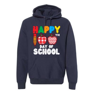 Happy 100th Day School Apples 100 Days Student Teacher Gift Premium Hoodie