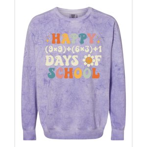 Happy 100 Days Of School Math Formula Groovy Gift Colorblast Crewneck Sweatshirt