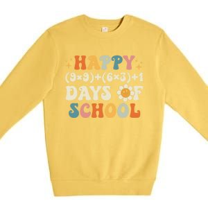 Happy 100 Days Of School Math Formula Groovy Gift Premium Crewneck Sweatshirt