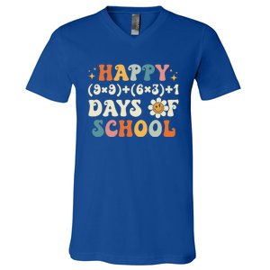 Happy 100 Days Of School Math Formula Groovy Gift V-Neck T-Shirt