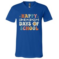 Happy 100 Days Of School Math Formula Groovy Gift V-Neck T-Shirt