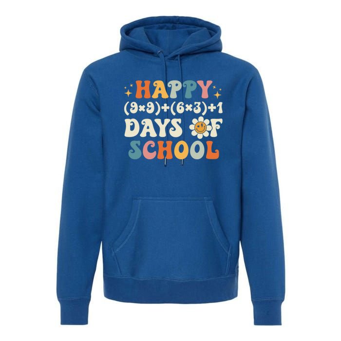 Happy 100 Days Of School Math Formula Groovy Gift Premium Hoodie