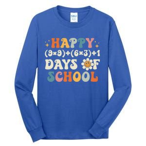 Happy 100 Days Of School Math Formula Groovy Gift Tall Long Sleeve T-Shirt