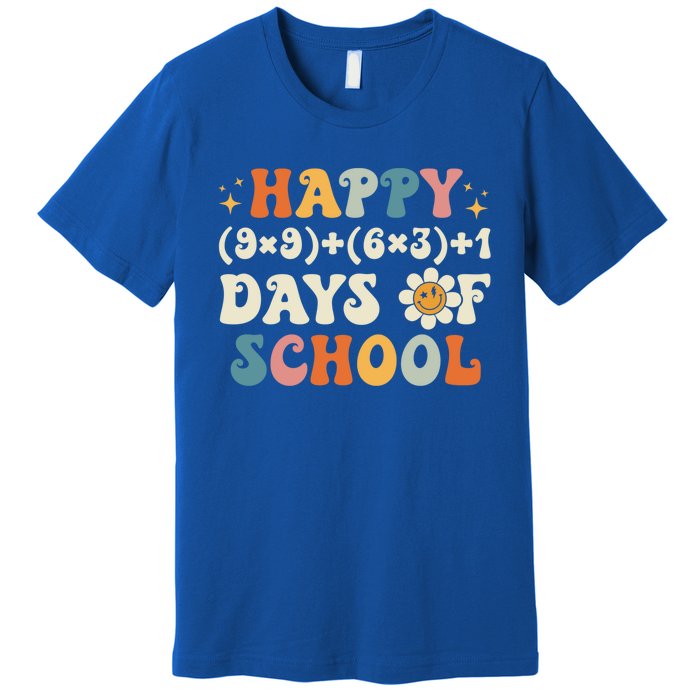 Happy 100 Days Of School Math Formula Groovy Gift Premium T-Shirt