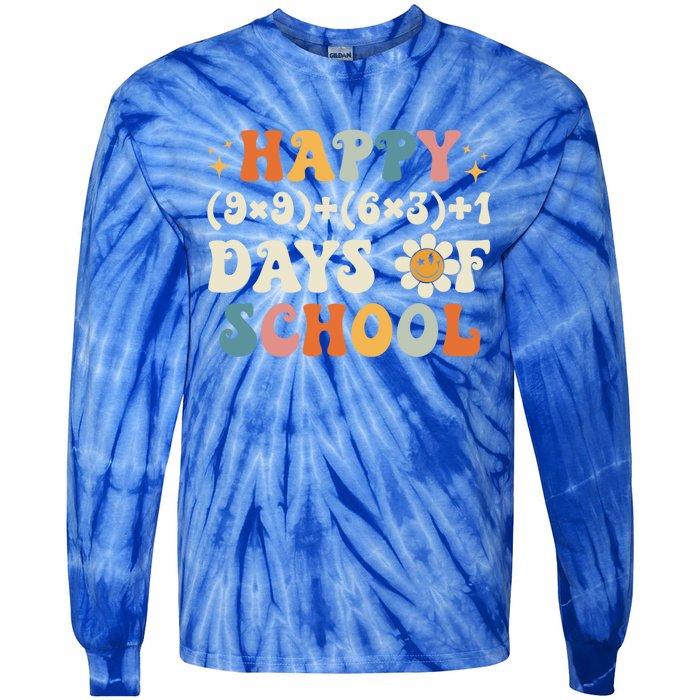 Happy 100 Days Of School Math Formula Groovy Gift Tie-Dye Long Sleeve Shirt