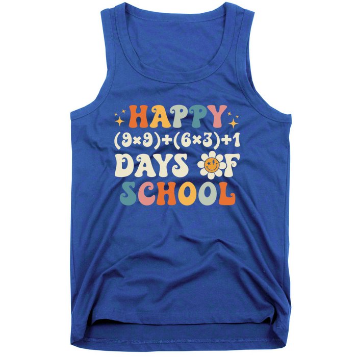 Happy 100 Days Of School Math Formula Groovy Gift Tank Top