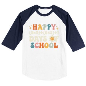 Happy 100 Days Of School Math Formula Groovy Gift Baseball Sleeve Shirt