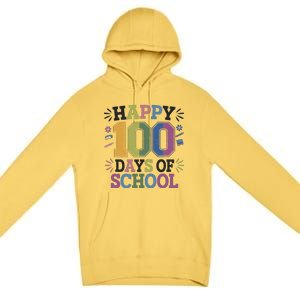 Happy 100th Day Of School Tie Dye Rainbow 100 Days Smarter Premium Pullover Hoodie